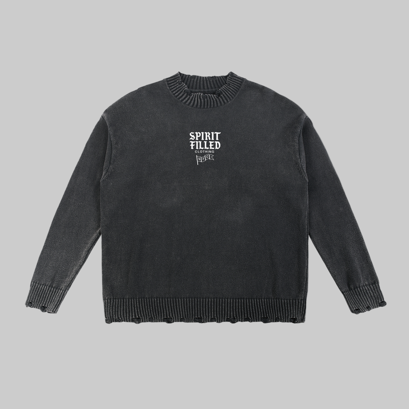 "Spirit Filled" Frayed Sweater
